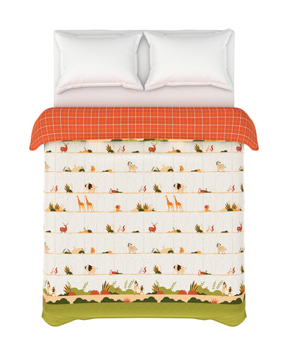 Juniors , 144 Tc, 100% Cotton ,Double Comforter, Wildlife Safari