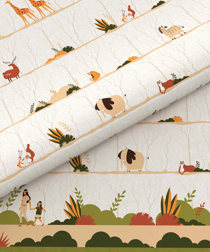 Juniors , 144 Tc, 100% Cotton ,Double Comforter, Wildlife Safari