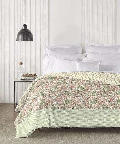 Road To Jaipur Afreen Beige Double Comforter, 210TC, 100% Cotton, Ornamental, Beige