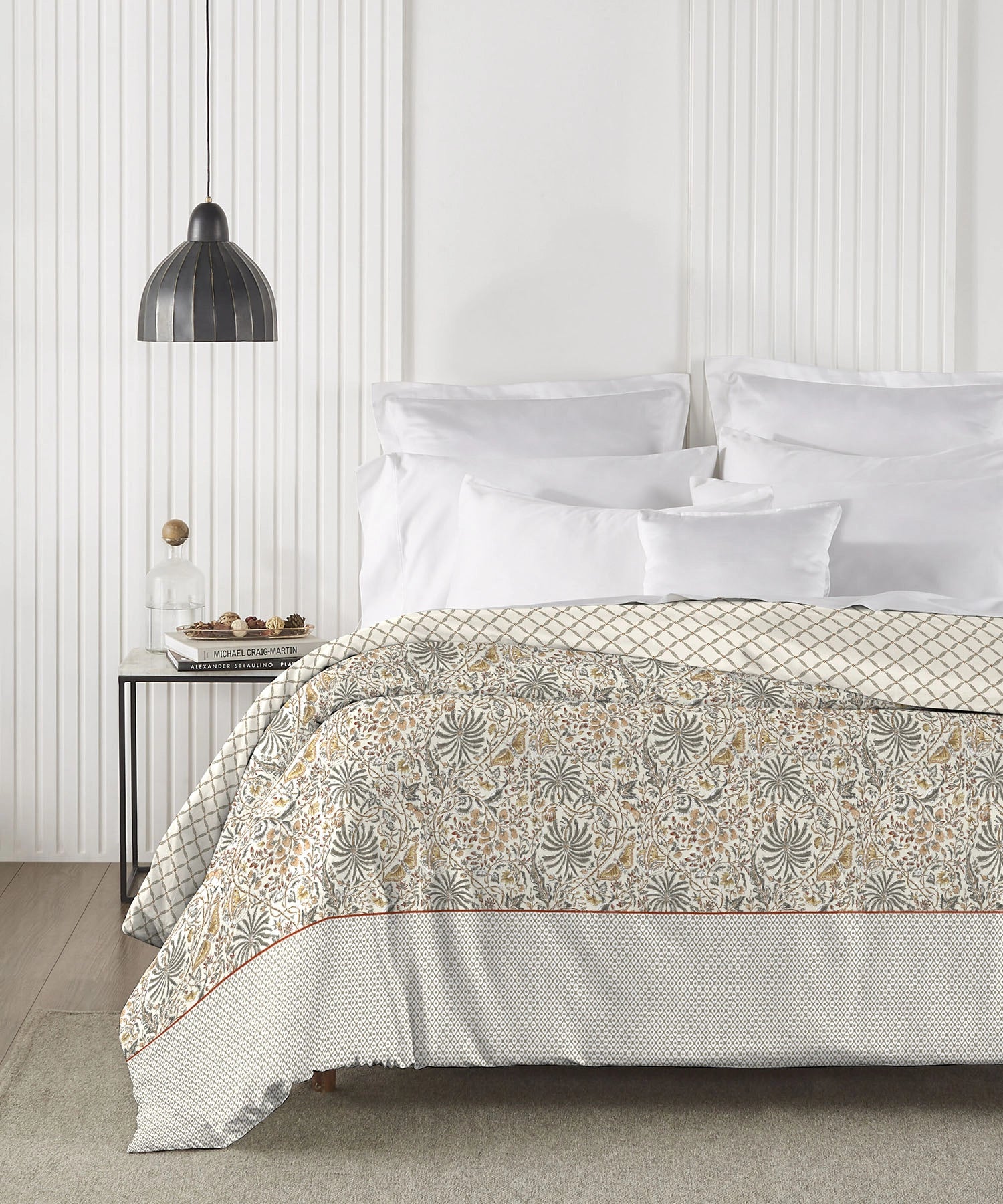 Road To Jaipur Afreen Slate Double AC Comforter, 210TC, 100% Cotton, Ornamental, Grey
