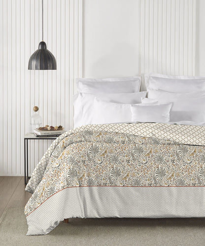 Road To Jaipur Afreen Slate Double AC Comforter, 210TC, 100% Cotton, Ornamental, Grey
