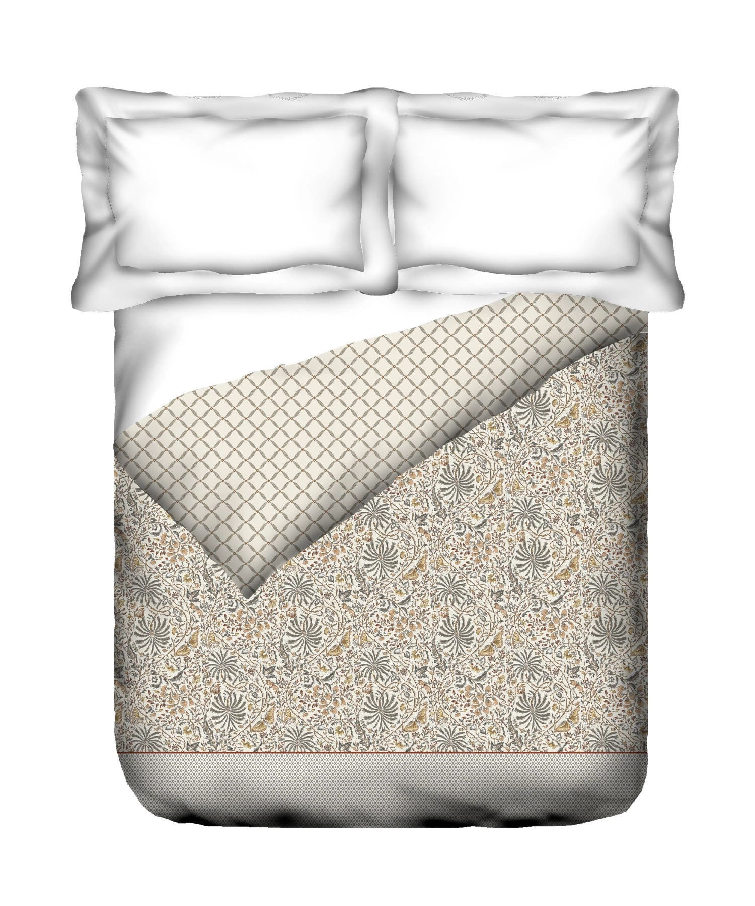 Road To Jaipur Afreen Slate Double AC Comforter, 210TC, 100% Cotton, Ornamental, Grey