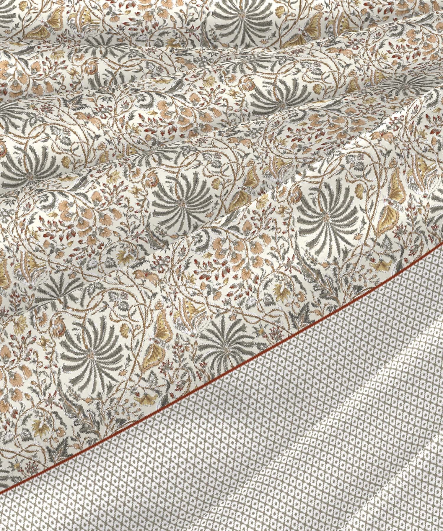 Road To Jaipur Afreen Slate Double AC Comforter, 210TC, 100% Cotton, Ornamental, Grey