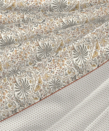 Road To Jaipur Afreen Slate Double AC Comforter, 210TC, 100% Cotton, Ornamental, Grey