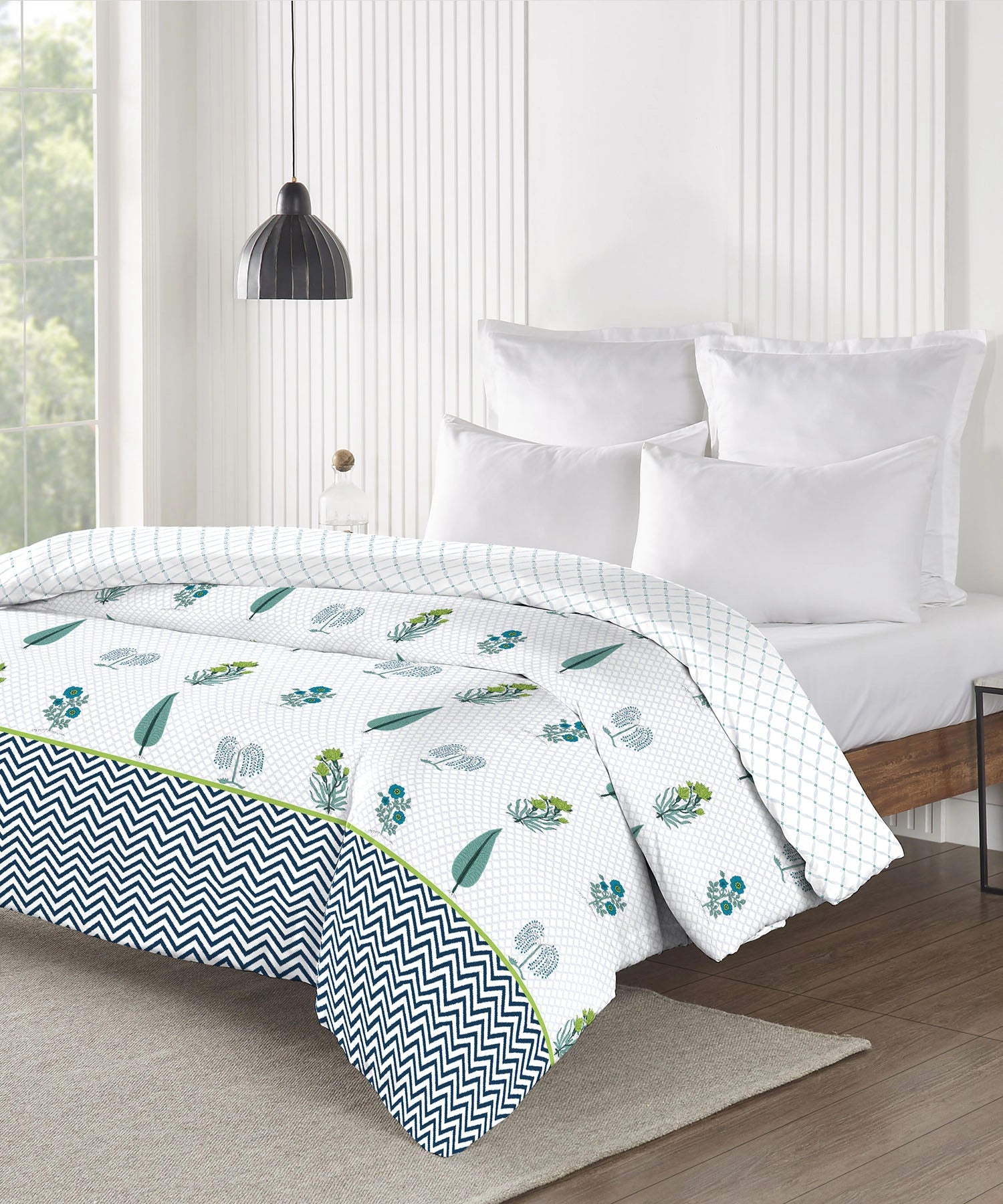 Road To Jaipur Double AC Blanket/Comforter, Innayat Aqua |210 TC Poly Cotton