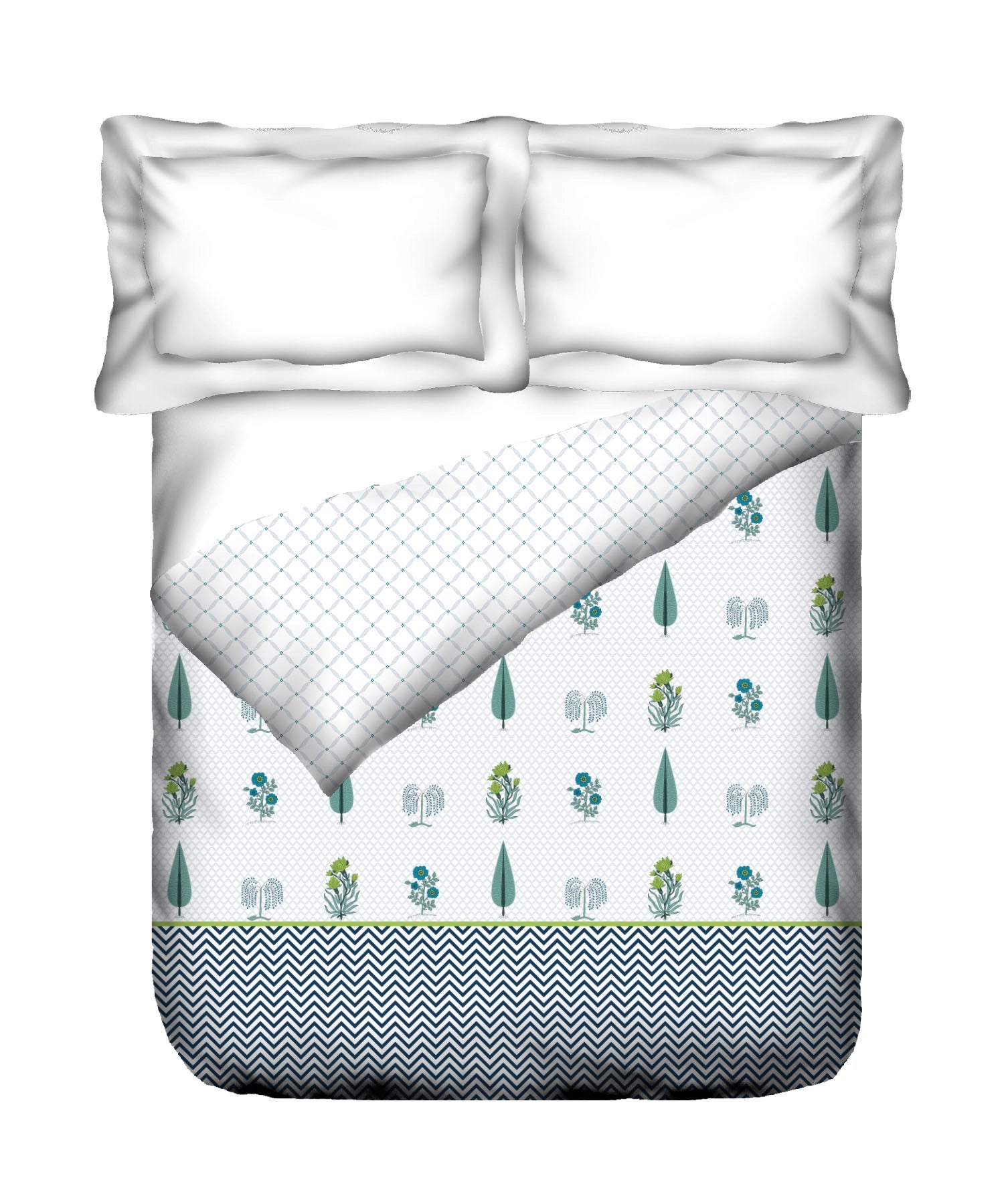 Road To Jaipur Double AC Blanket/Comforter, Innayat Aqua |210 TC Poly Cotton
