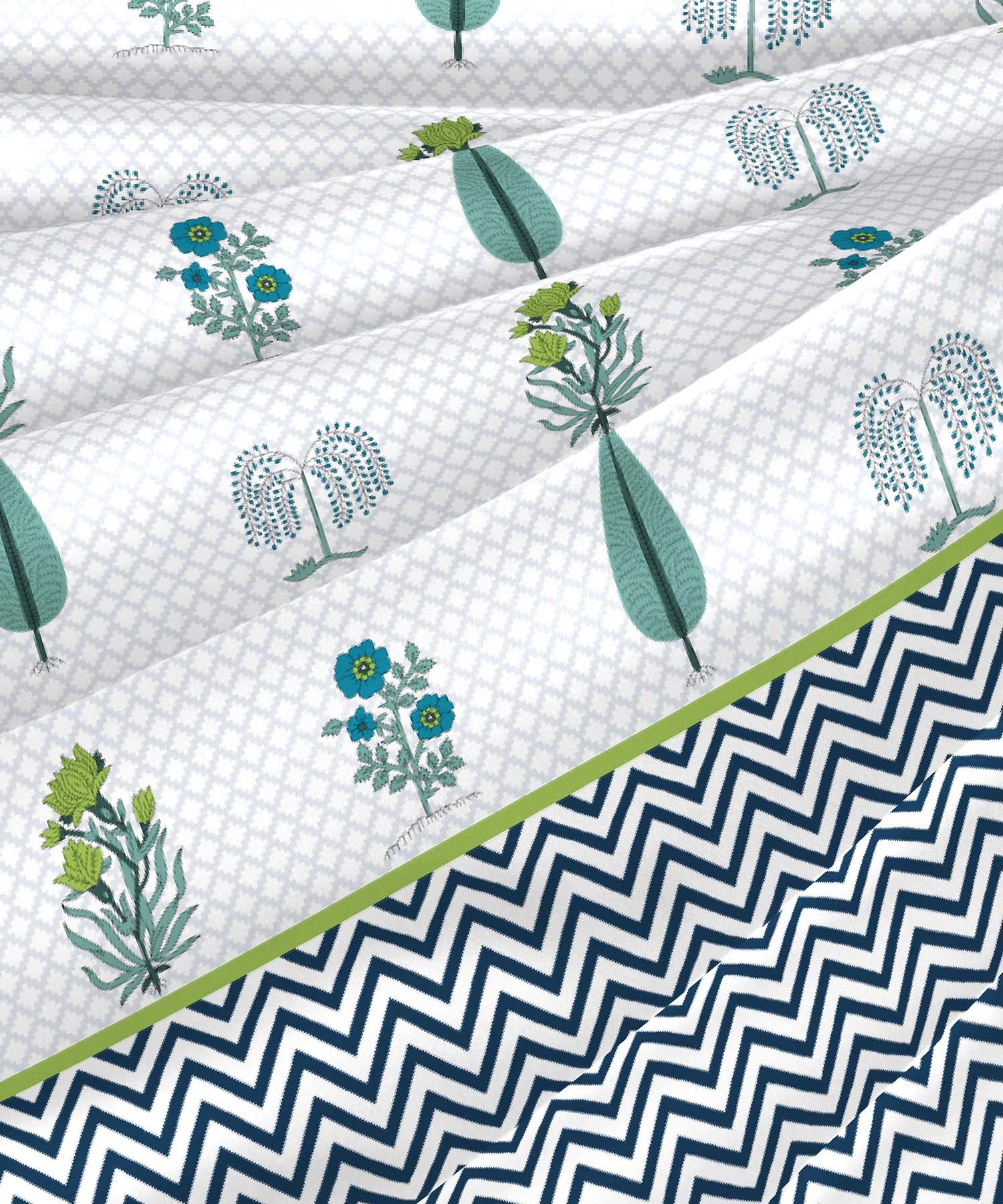 Road To Jaipur Double AC Blanket/Comforter, Innayat Aqua |210 TC Poly Cotton
