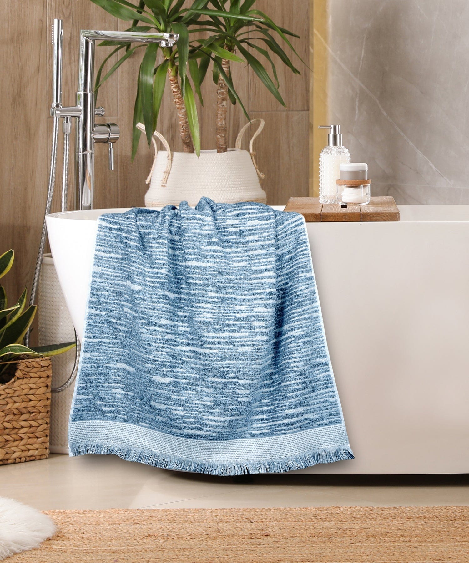 Fashion Towel ,100% Cotton,Durable,Super Soft, Blue Shadow