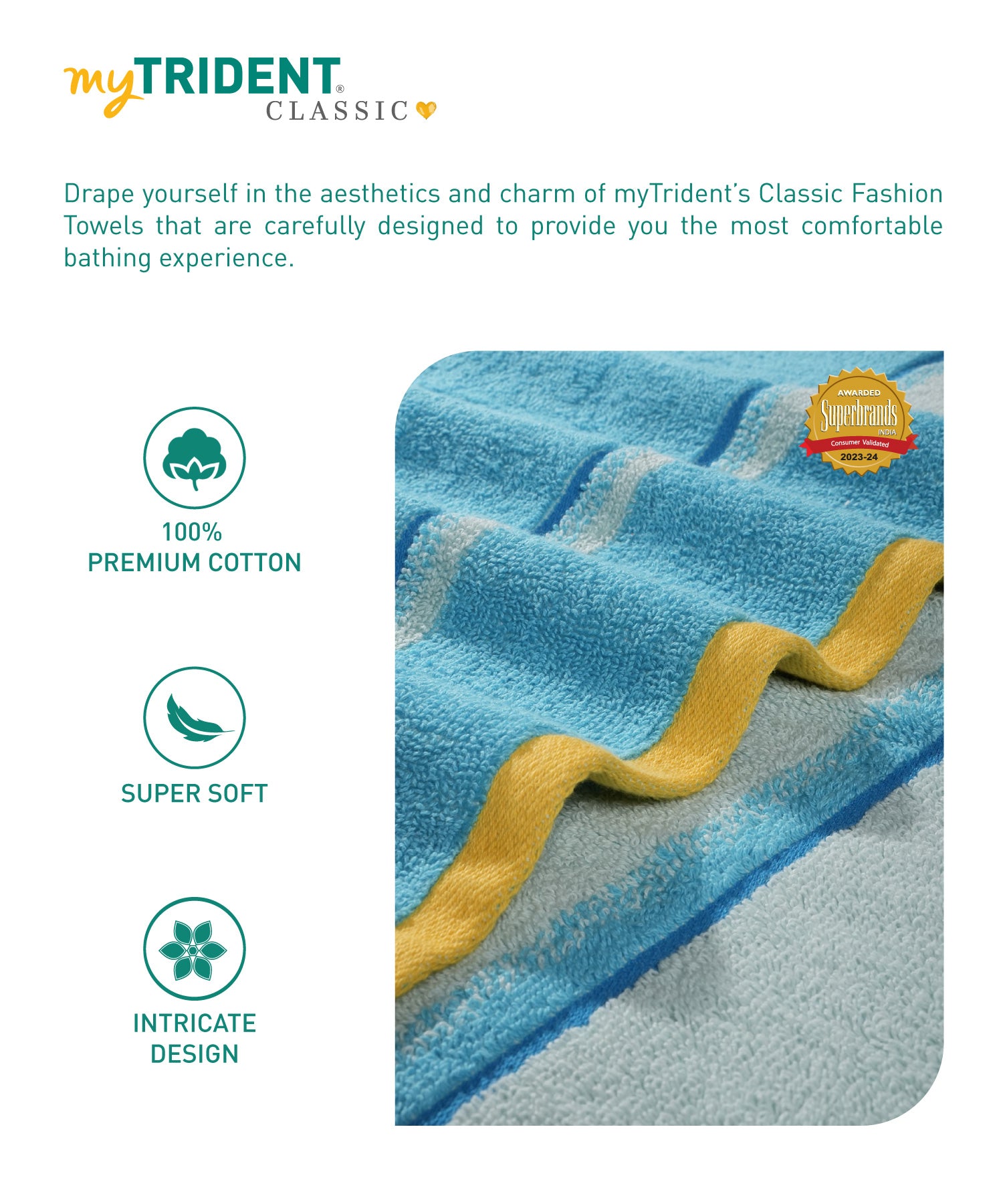 Classic Fashion James Bath Towel, 500 Gsm, 100% Cotton, Abstract