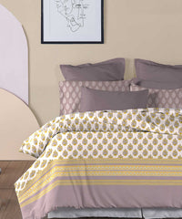Soft Comfort King Bedsheet Set, Marigold| 210 TC Cotton|2 Pillow Covers