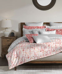 Classic King Bedsheet Set, Coraline Peach|200 TC Cotton| 2 Pillow Covers
