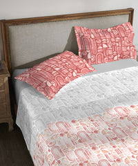 Classic King Bedsheet Set, Coraline Peach|200 TC Cotton| 2 Pillow Covers