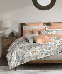 Classic King Bedsheet Set, Anther Terracotta|200 TC Cotton| 2 Pillow Covers