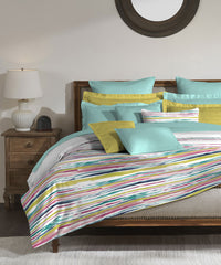Classic King Bedsheet Set, Irene Lime|200 TC Cotton| 2 Pillow Covers