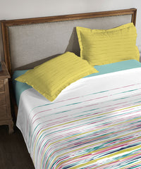 Classic King Bedsheet Set, Irene Lime|200 TC Cotton| 2 Pillow Covers