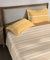 Classic King Bedsheet Set, Jane Ochre|200 TC Cotton| 2 Pillow Covers