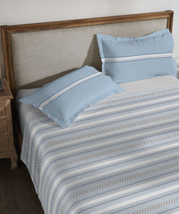 Classic King Bedsheet Set, Jane Stone Blue|200 TC Cotton|2 Pillow Covers