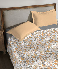 Classic King Bedsheet Set, Fiona Orange|200 TC Cotton| 2 Pillow Covers