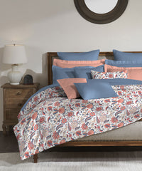 Classic King Bedsheet Set, Fiona Peach|200 TC Cotton| 2 Pillow Covers