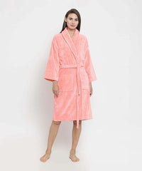 Classic Unisex Large Bathrobe, Tender Peach| 300 GSM Cotton| Velvet Touch