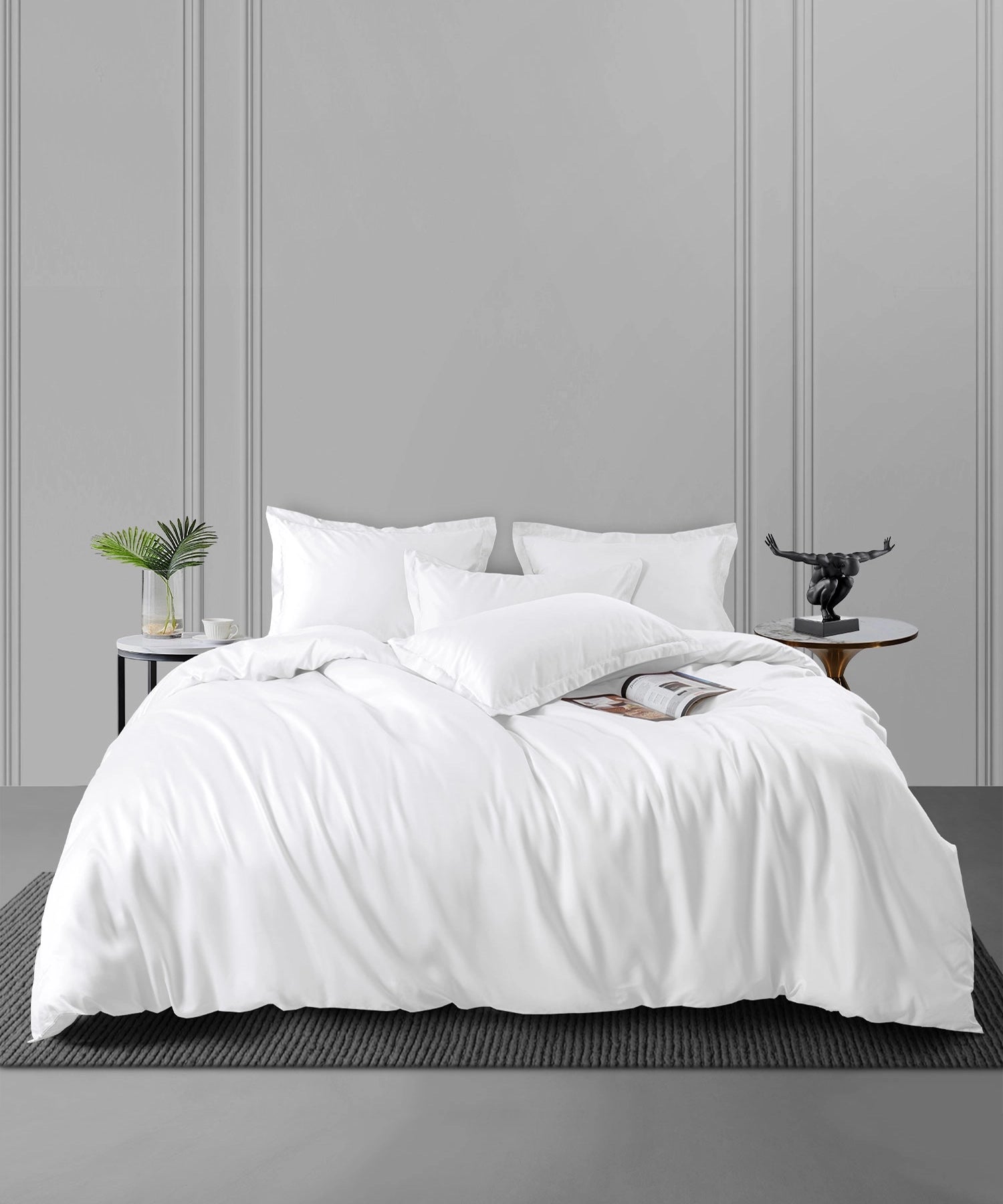 Nectarsoft King Solid Bedsheet Set, White| 600 TC Cotton| 4 Pillow Covers