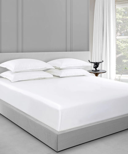 Nectarsoft King Solid Bedsheet Set, White| 600 TC Cotton| 4 Pillow Covers