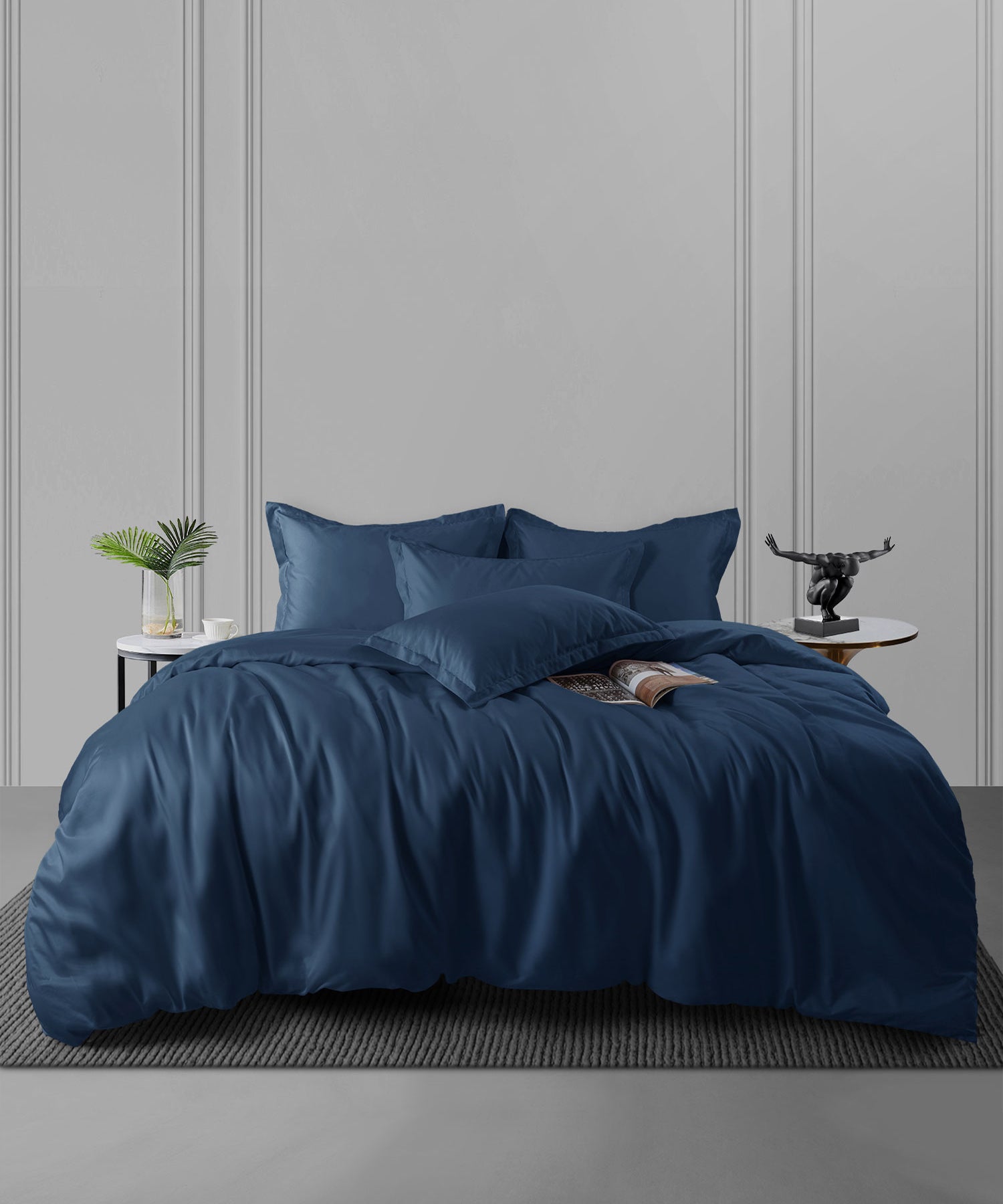 600 TC, Nectarsoft King Bedsheet, 100% Cotton, Navy Blue