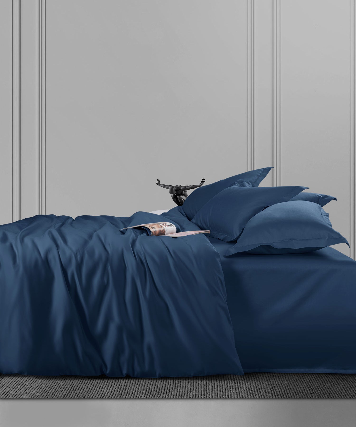 600 TC, Nectarsoft King Bedsheet, 100% Cotton, Navy Blue