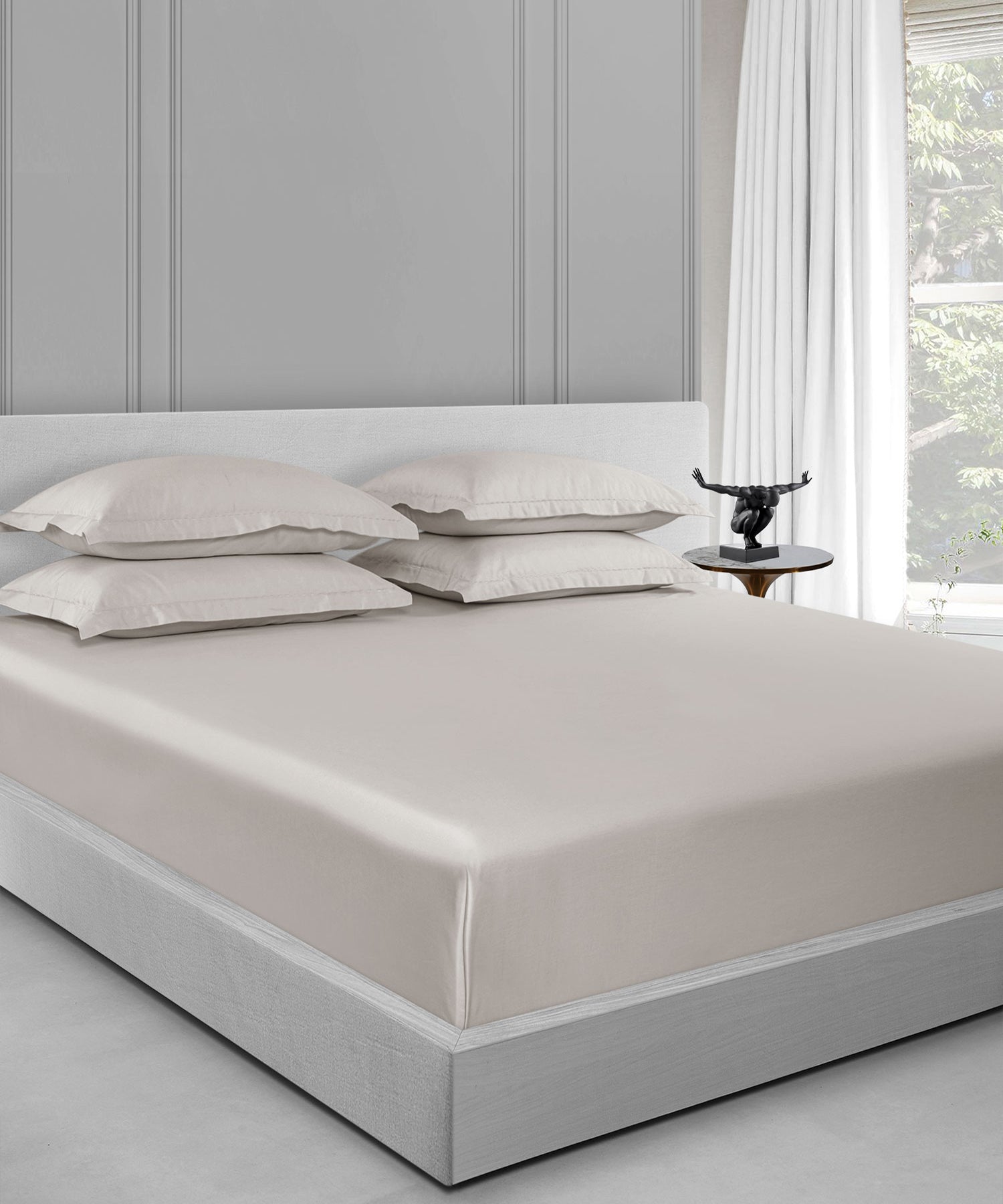 600 TC, Nectarsoft King Bedsheet, 100% Cotton, Ivory