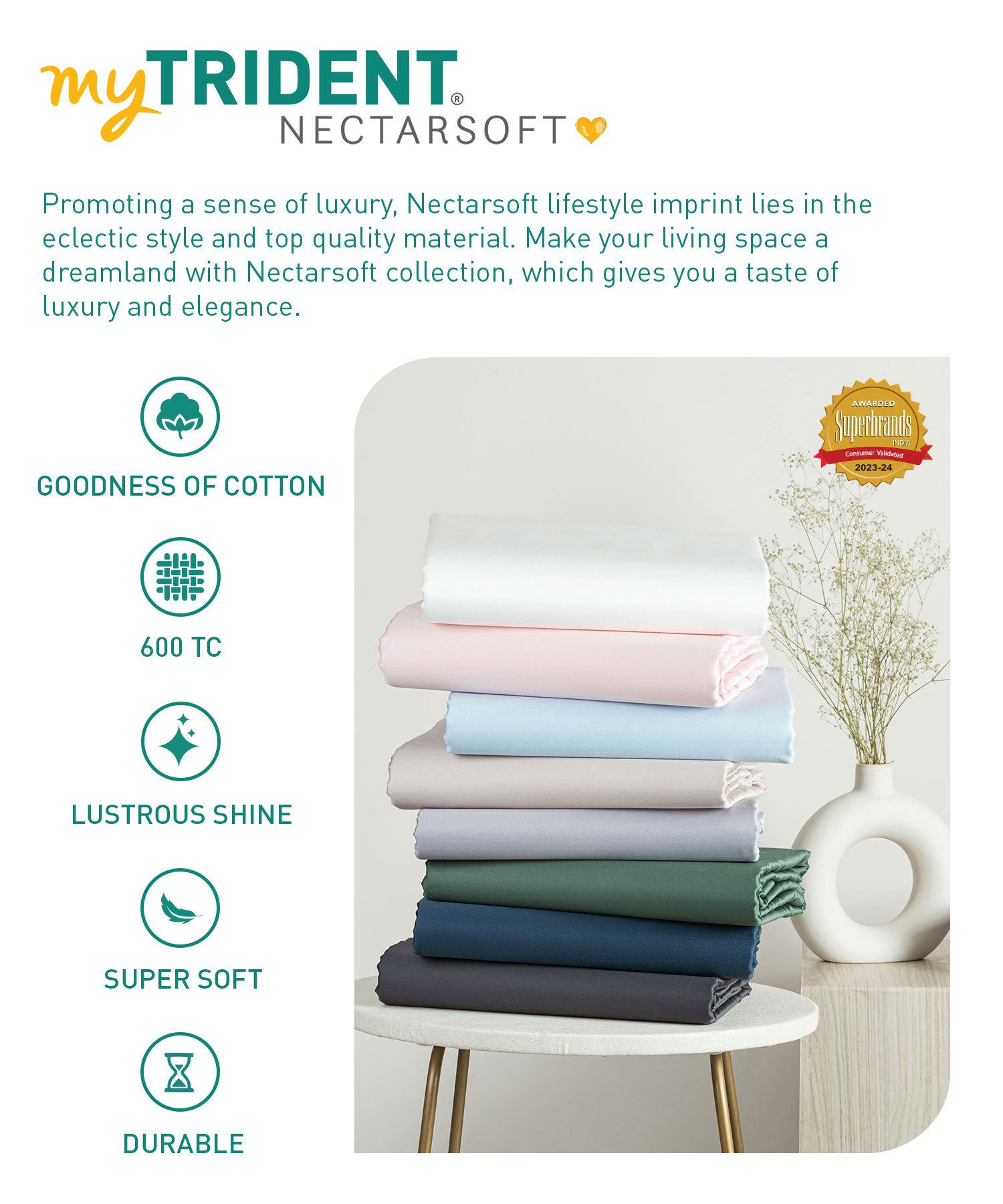 600 TC, Nectarsoft King Bedsheet, 100% Cotton, Ivory