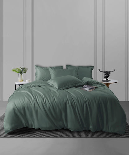 Nectarsoft King Solid Bedsheet Set, Green| 600 TC Cotton| 4 Pillow Covers