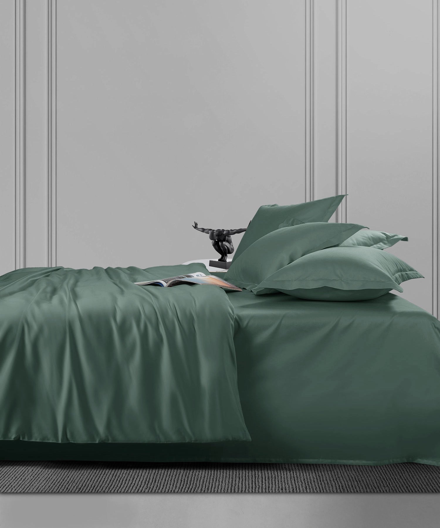 Nectarsoft King Solid Bedsheet Set, Green| 600 TC Cotton| 4 Pillow Covers