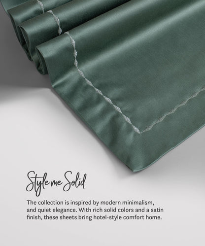 Nectarsoft King Solid Bedsheet Set, Green| 600 TC Cotton| 4 Pillow Covers