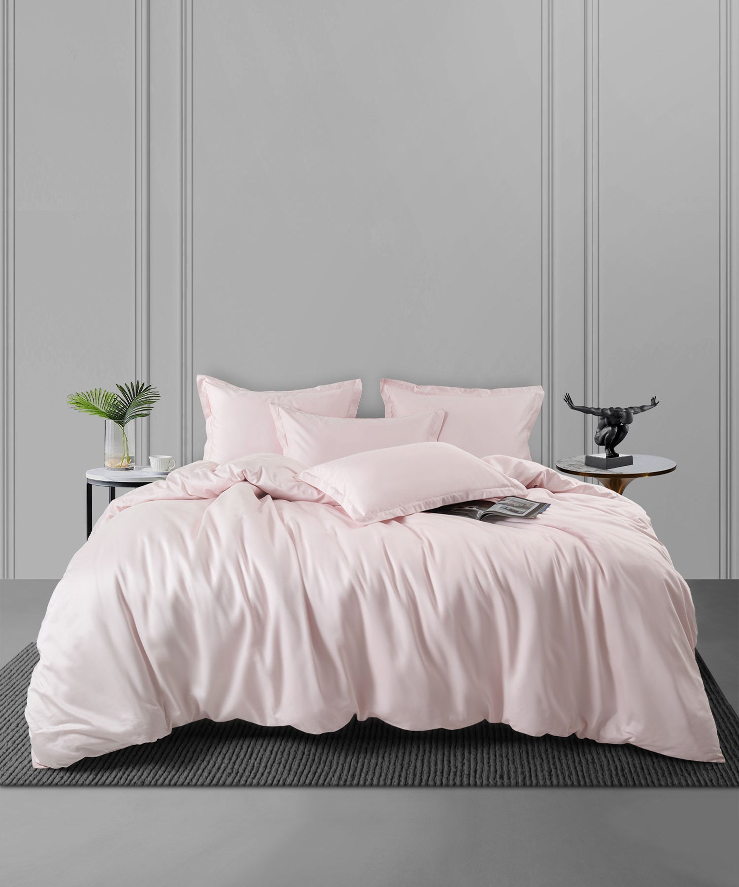 600 TC, Nectarsoft King Bedsheet, 100% Cotton, Light Pink