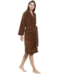 Soft Comfort Unisex Medium Bathrobe, Willow Wood| 300 GSM Cotton| Sheared Velvet Touch