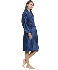 Soft Comfort Unisex Medium Bathrobe, Medieval Blue| 300 GSM Cotton| Sheared Velvet Touch