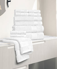 Soft Comfort 12Pc Towel Set, White|509 GSM Cotton|Air Rich Technology