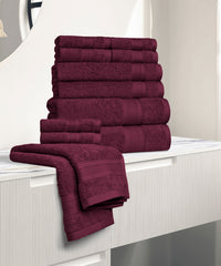Soft Comfort 12Pc Towel Set, Red Wine|509 GSM Cotton|Air Rich Technology