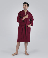 Urban Comfort Unisex Large Bathrobe, Wine| 240 GSM Cotton