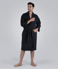 Urban Comfort Unisex Medium Bathrobe, Shoe Black | 240 GSM Cotton