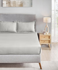 Classic Stripe Solid King Bedsheet Set, Snow Flakes|210 TC Cotton| 2 Pillow Covers