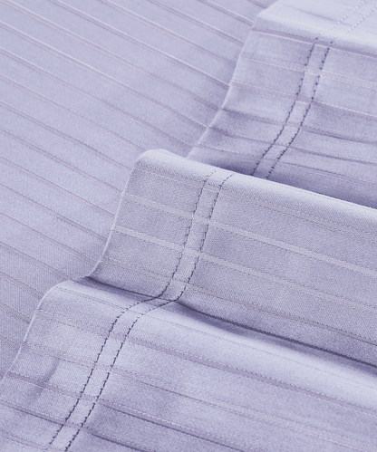 Classic Stripe Solid Dyed King Bedsheet , 210TC, Amethyst
