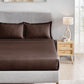 Classic Stripe Solid King Bedsheet Set, Brown Syrup|210 TC Cotton| 2 Pillow Covers
