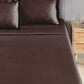 Classic Stripe Solid King Bedsheet Set, Brown Syrup|210 TC Cotton| 2 Pillow Covers