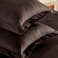 Classic Stripe Solid King Bedsheet Set, Brown Syrup|210 TC Cotton| 2 Pillow Covers