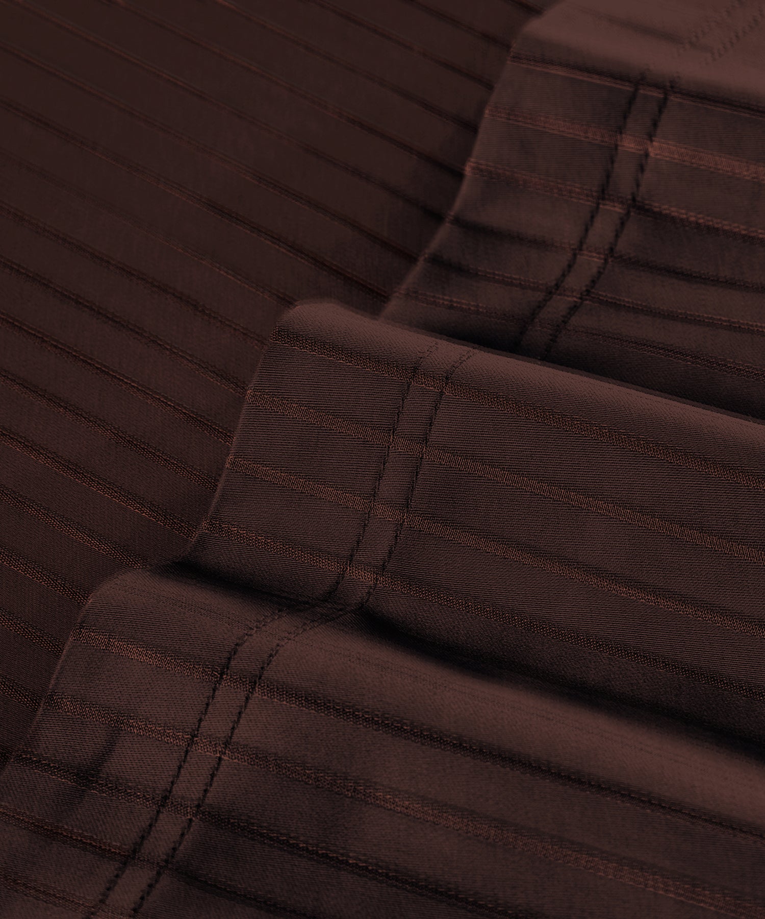 Classic Stripe Solid King Bedsheet Set, Brown Syrup|210 TC Cotton| 2 Pillow Covers