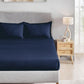 Classic Stripe Solid King Bedsheet Set, Iron Blue|210 TC Cotton| 2 Pillow Covers