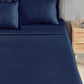 Classic Stripe Solid King Bedsheet Set, Iron Blue|210 TC Cotton| 2 Pillow Covers