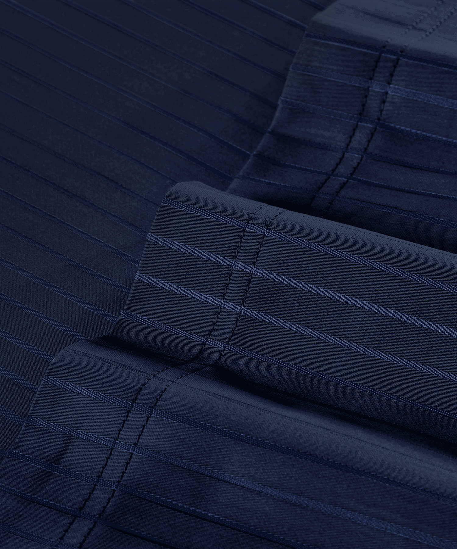 Classic Stripe Solid King Bedsheet Set, Iron Blue|210 TC Cotton| 2 Pillow Covers