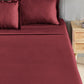 Classic Stripe Solid King Bedsheet Set, Ruby Maroon|210 TC Cotton| 2 Pillow Covers